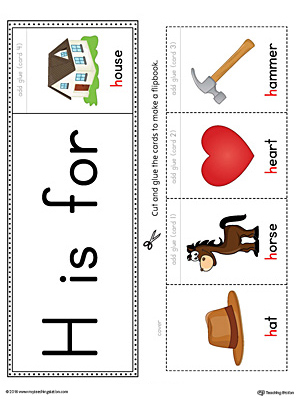 letter h beginning sound flipbook printable color