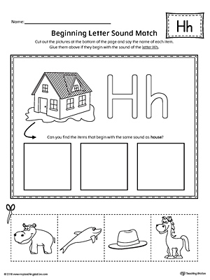 letter h beginning sound picture match worksheet myteachingstation com