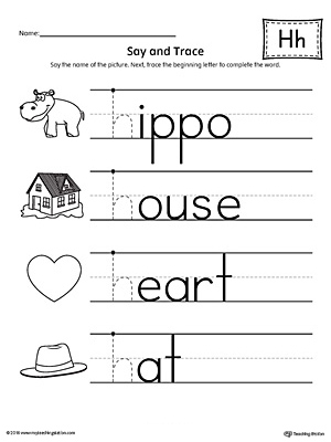 say and trace letter h beginning sound words worksheet myteachingstation com