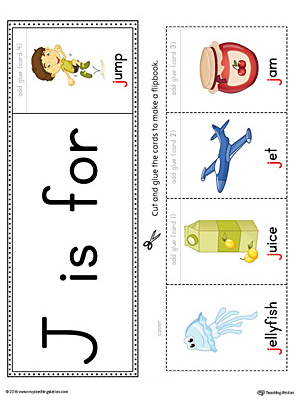 Letter J Beginning Sound Flipbook Printable (Color)