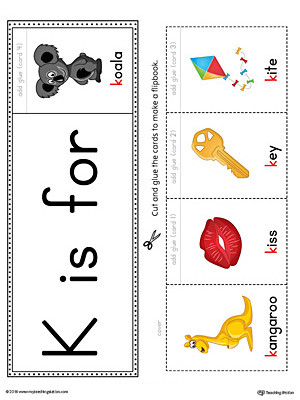 Letter K Beginning Sound Flipbook Printable (Color)