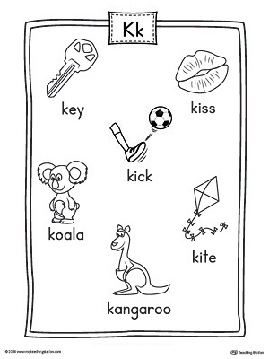 Letter K Word List with Illustrations Printable Poster ...