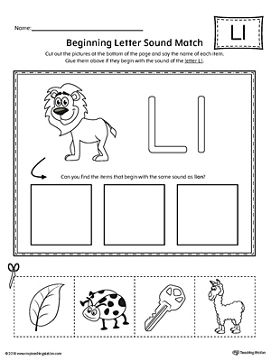 Letter L Beginning Sound Picture Match Worksheet