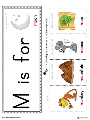 Letter M Beginning Sound Flipbook Printable (Color)