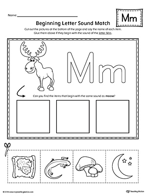 Letter M Beginning Sound Picture Match Worksheet