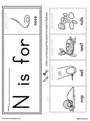 Letter N Beginning Sound Flipbook Printable