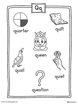 Letter Q Word List with Illustrations Printable Poster ...