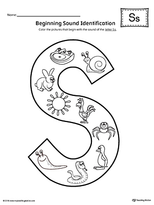 Letter S Beginning Sound Color Pictures Worksheet