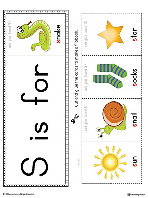 Letter S Beginning Sound Flipbook Printable (Color)