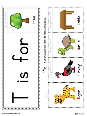 Letter T Beginning Sound Flipbook Printable (Color)