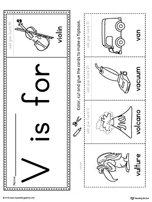 Letter V Beginning Sound Flipbook Printable