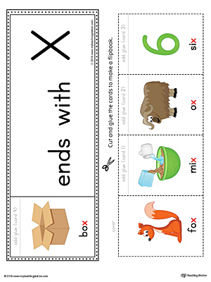 Letter X Ending Sound Flipbook Printable (Color)