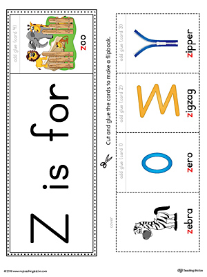 Letter Z Beginning Sound Flipbook Printable (Color)