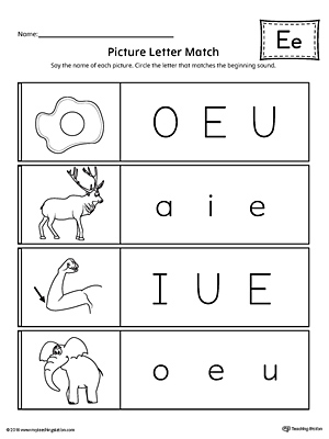 Picture Letter Match Letter E Worksheet Myteachingstation Com