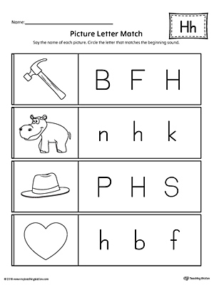 Letter of the week: LETTER H-NO PREP WORKSHEETS- LETTER H Alphabet