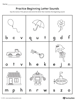FREE* Practice Beginning Letter Sound Worksheet | MyTeachingStation.com