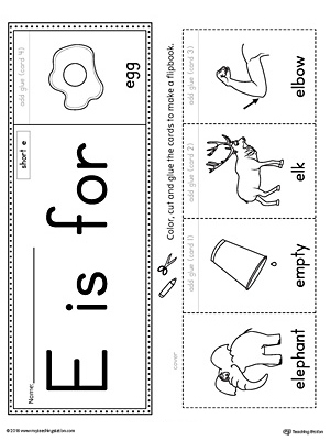 Short Letter E Beginning Sound Flipbook Printable | MyTeachingStation.com