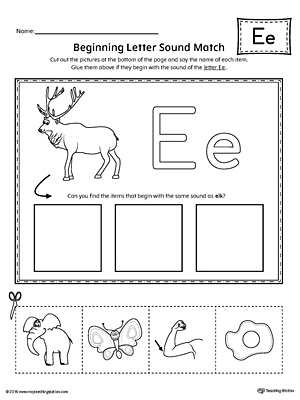 Short Letter E Beginning Sound Picture Match Worksheet Myteachingstation Com