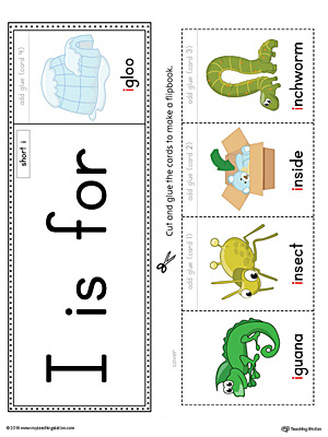 Short Letter I Beginning Sound Flipbook Printable (Color)