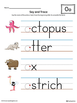 Picture Letter Match: Letter O Worksheet (Color) | MyTeachingStation.com