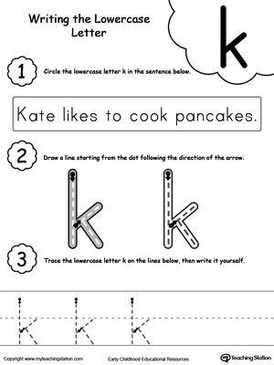 writing lowercase letter k myteachingstationcom