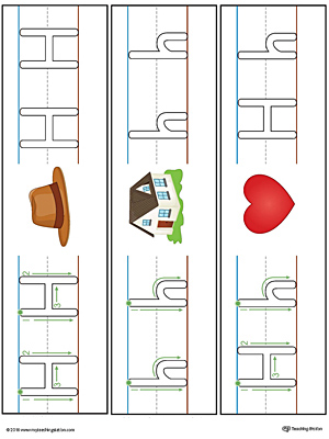 Letter H Formation Writing Mat Printable (Color)