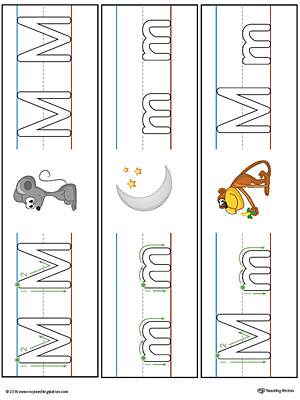 Letter M Formation Writing Mat Printable (Color)