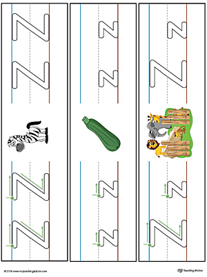Letter Z Formation Writing Mat Printable (Color)