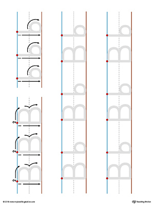 Uppercase and Lowercase Letter B Printable Writing Mat (Color)