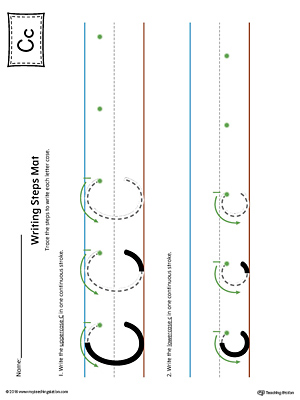 Letter C Writing Steps Mat Printable (Color)