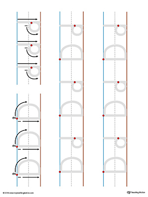 Uppercase and Lowercase Letter D Printable Writing Mat (Color)