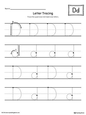 Give your child plenty of writing practice with the Letter D Tracing printable worksheet.