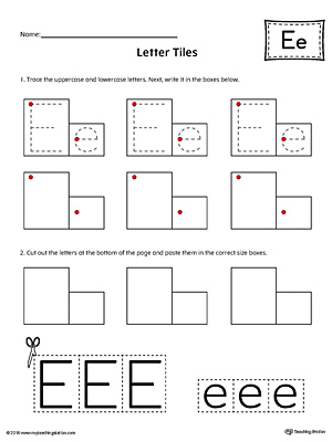Letter E Tracing and Writing Letter Tiles