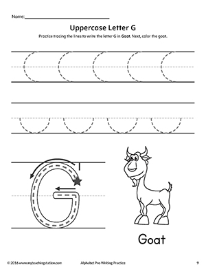 Uppercase Letter G Pre-Writing Practice Worksheet