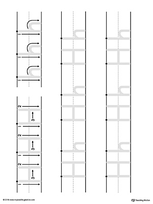 Uppercase and Lowercase Letter H Printable Writing Mat