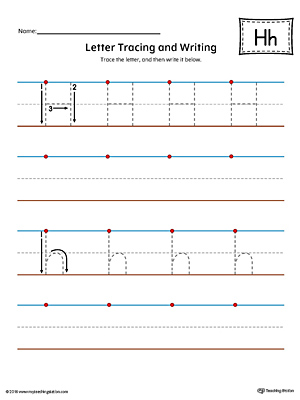 Letter H Tracing and Writing Printable Worksheet (Color ...