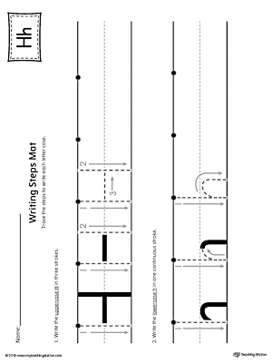 Letter H Writing Steps Mat Printable