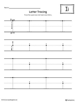 Letter I Tracing Printable Worksheet