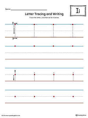 Letter I Tracing and Writing Printable Worksheet (Color ...