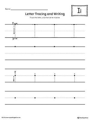 Letter I Tracing and Writing Printable Worksheet