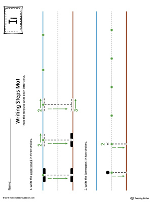 Letter I Writing Steps Mat Printable (Color)