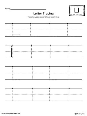 Give your child plenty of writing practice with the Letter L Tracing printable worksheet.