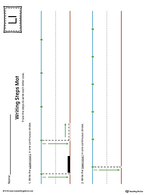 Letter L Writing Steps Mat Printable (Color)