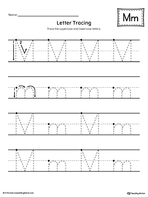 Letter M Tracing Printable Worksheet