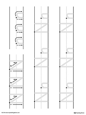 Uppercase and Lowercase Letter N Printable Writing Mat