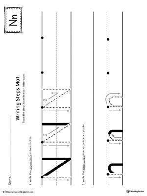 Letter N Writing Steps Mat Printable