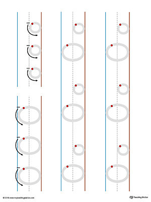 Practice writing the lowercase and uppercase letter O with this printable writing mat.