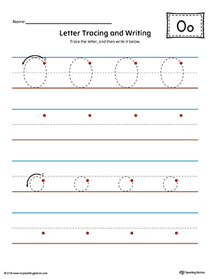 Letter O Tracing and Writing Printable Worksheet (Color)