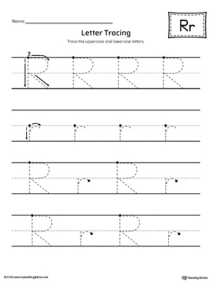 Give your child plenty of writing practice with the Letter R Tracing printable worksheet.