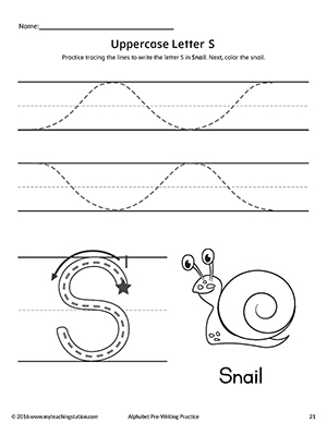 Uppercase Letter S Pre-Writing Practice Worksheet